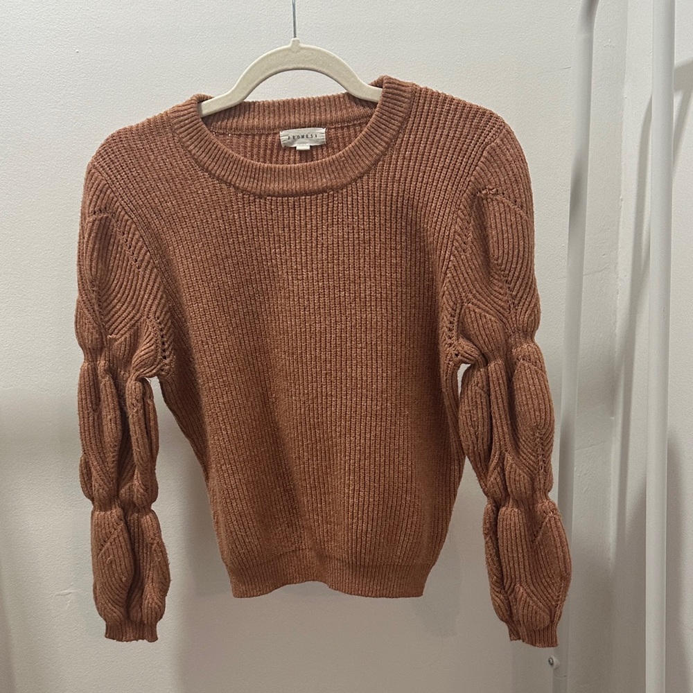Rust Cable Sleeve Sweater